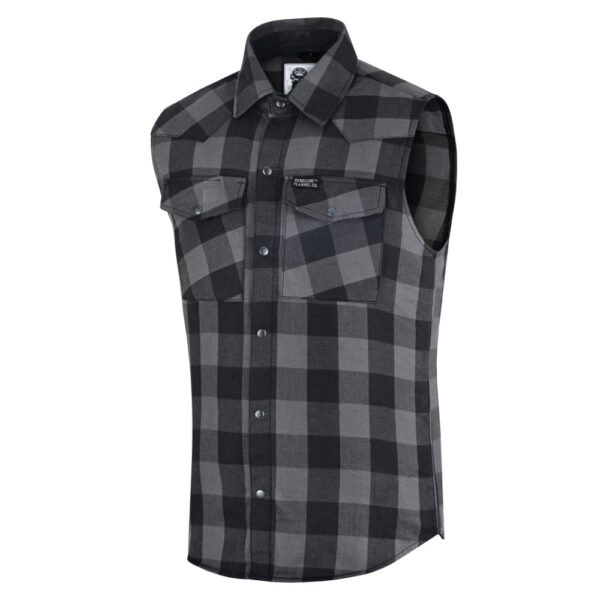 Gray Champ Men's Gray and Black Sleeveless Flannel - Image 5
