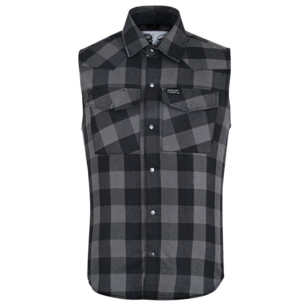 Gray Champ Men's Gray and Black Sleeveless Flannel - Image 8