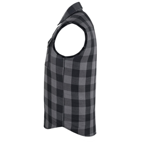 Gray Champ Men's Gray and Black Sleeveless Flannel - Image 6