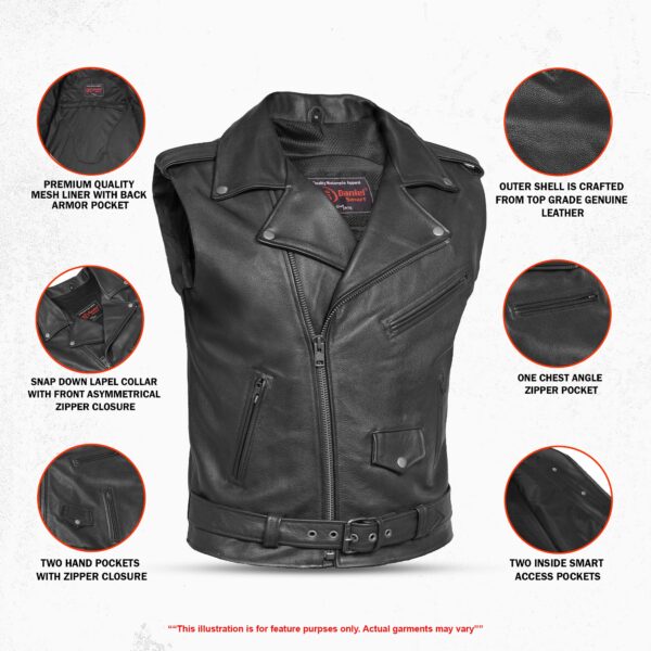 Highway Legend Men’s Motorcycle Leather Vest - Image 2