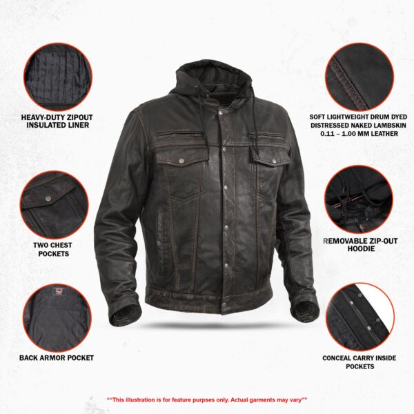 RC782 Men's Lightweight Drum Dyed Distressed Naked Lambskin Jacket - Image 2