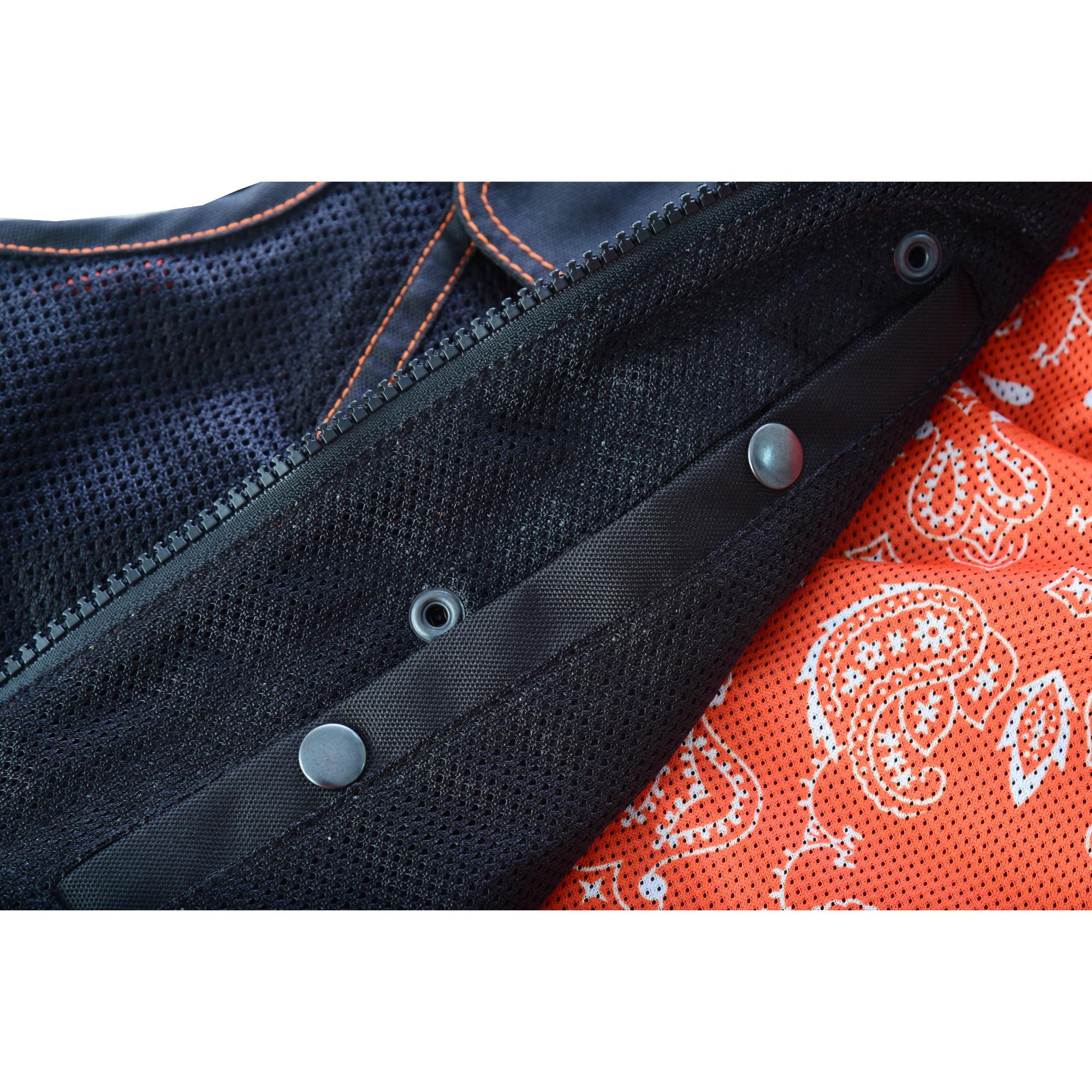 SOA Night Tiger Men’s Black Mesh Textile Vest with Orange Diamond Stitch - Image 18