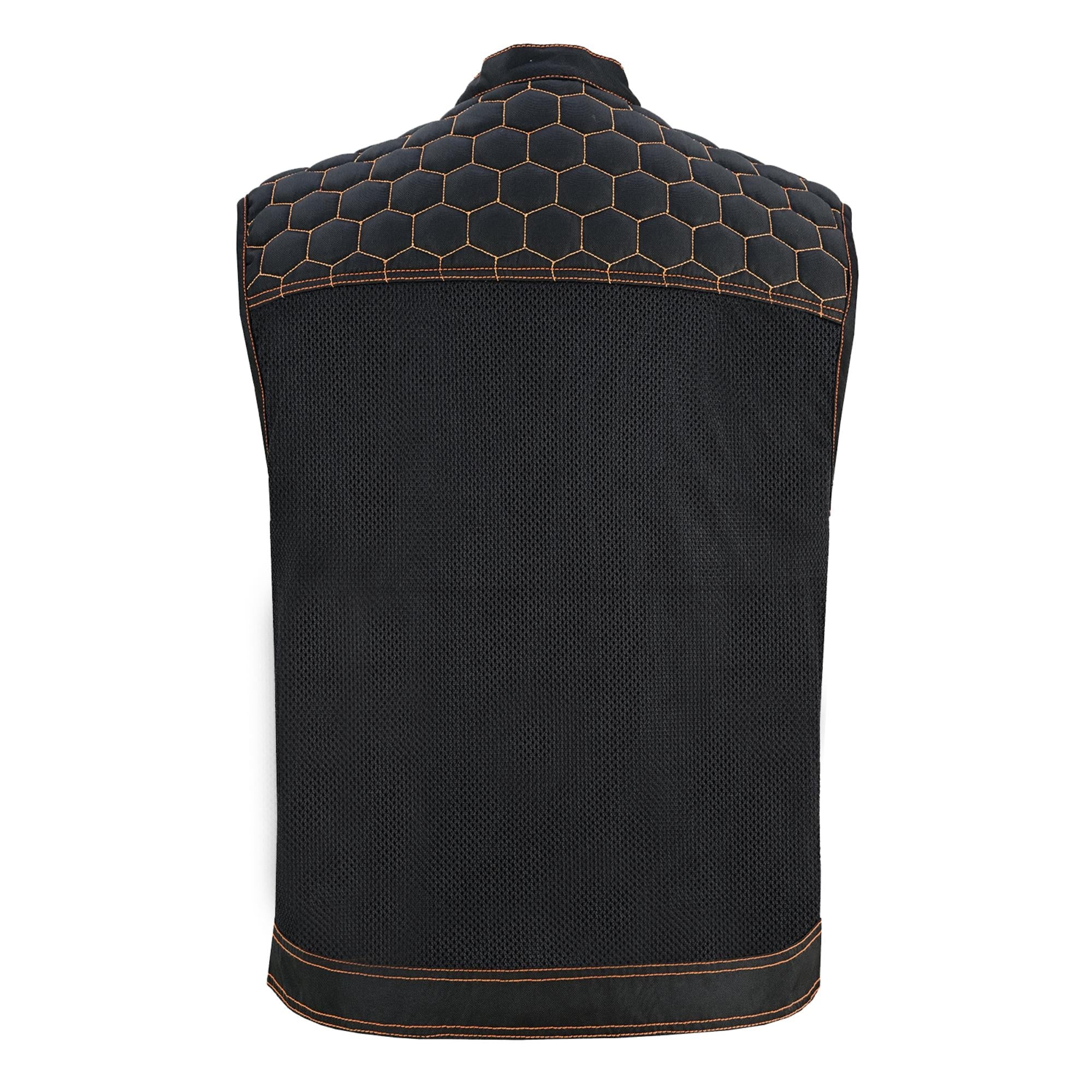 SOA Night Tiger Men’s Black Mesh Textile Vest with Orange Diamond Stitch - Image 6