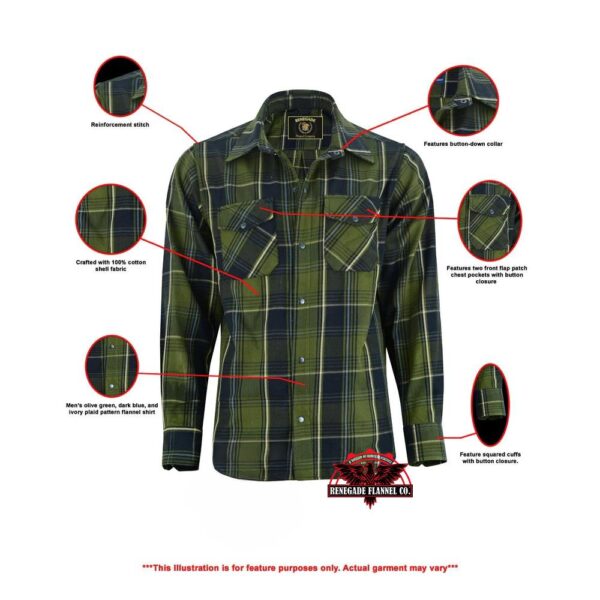 Olive Essence Men's Green Flannel Shirt - Image 2