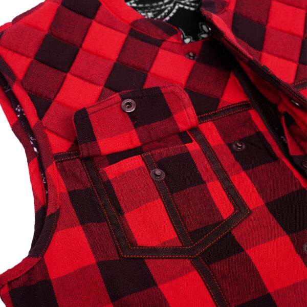 Red Blaze Black and Red Flannel Textile Vest - Image 8