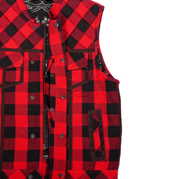 Red Blaze Black and Red Flannel Textile Vest - Image 6