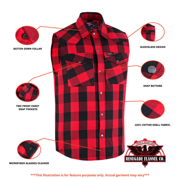 Red Styler Men's Red and Black Sleeveless Flannel - Image 2