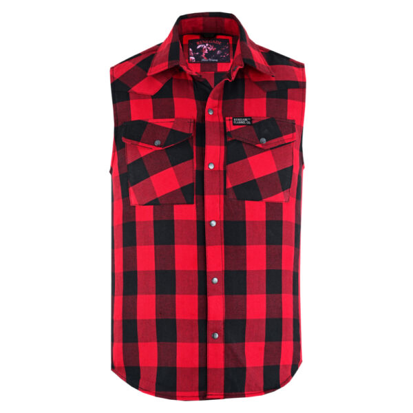 Red Styler Men's Red and Black Sleeveless Flannel - Image 8