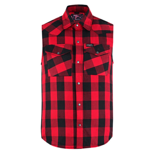 Red Styler Men's Red and Black Sleeveless Flannel - Image 3