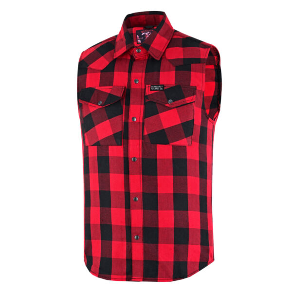 Red Styler Men's Red and Black Sleeveless Flannel - Image 6