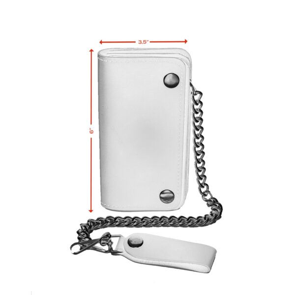 BWC237 Black Leather Long Bi-Fold Biker Chain Wallet - Image 5