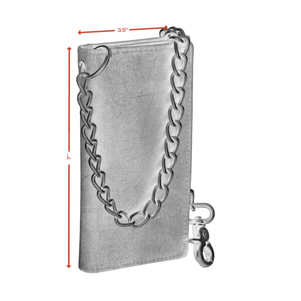 BWC234 Brown Long Bi-Fold Biker Leather Chain Wallet - Image 6