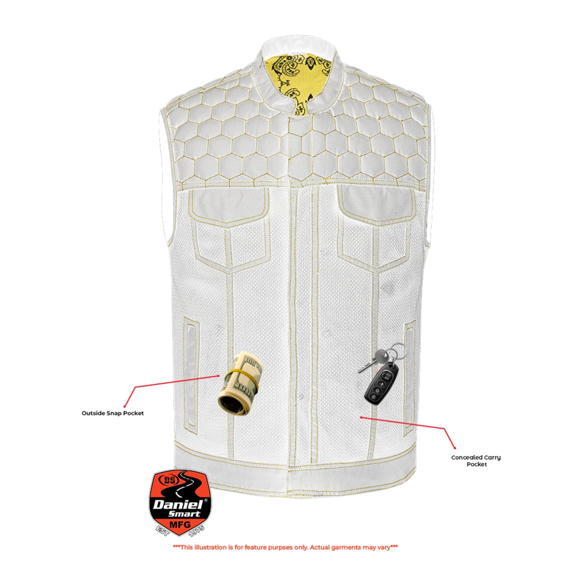 SOA Gloom Gold Men’s Black Mesh Textile Vest with Yellow Thread Detailing - Image 8