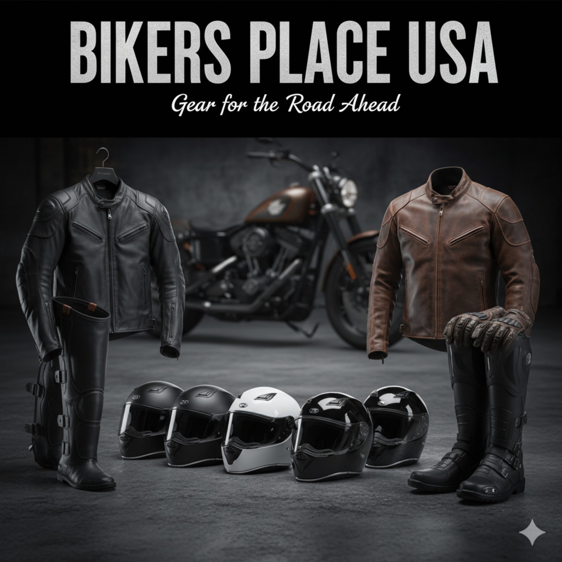 cropped Bikers Place USA Biker Supply Superstore vest helmets jackets Home