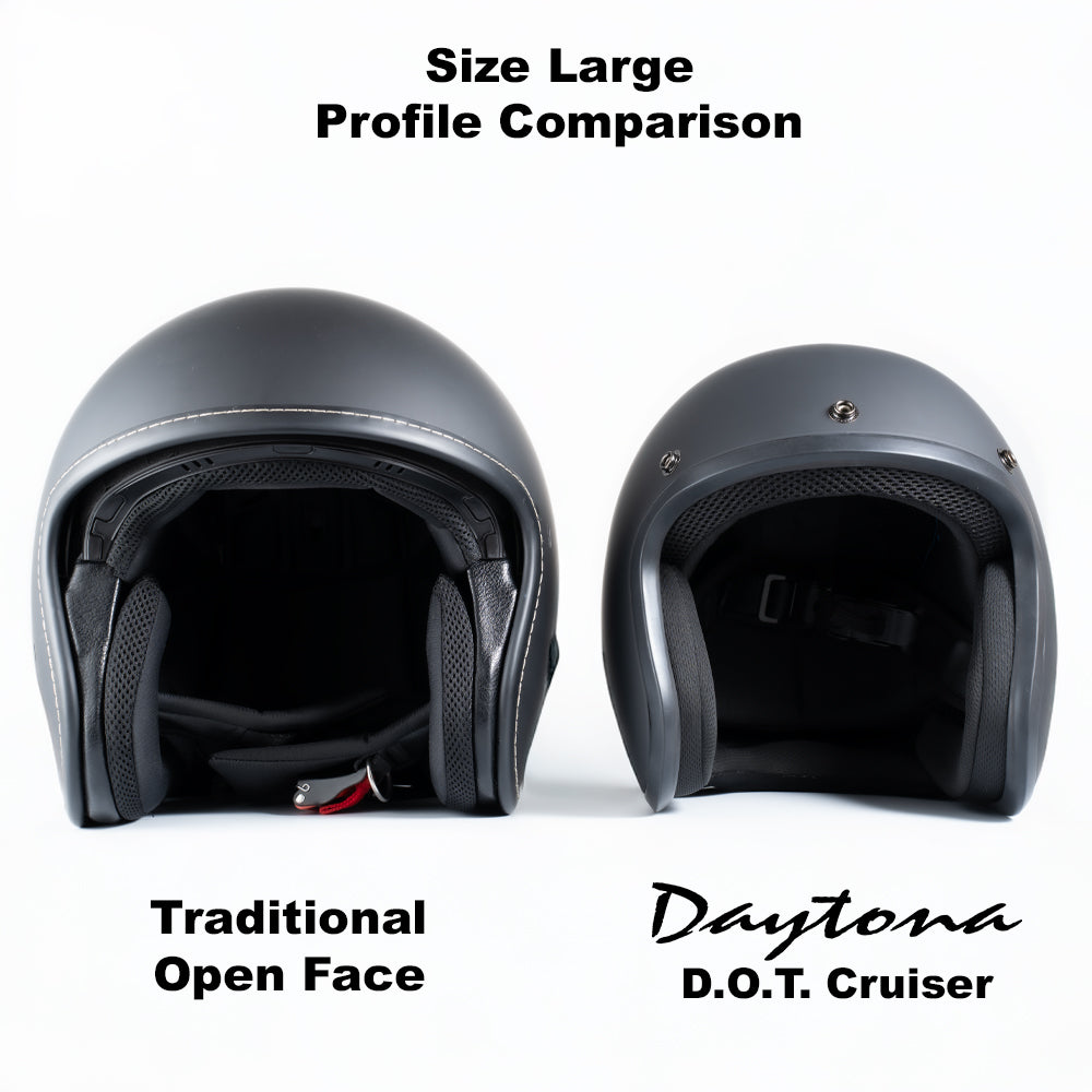 DOT Approved Daytona Cruiser Open Face Motorcycle Helmet - Men, Women & Youth - With Visor & Graphics - W/ Orange Pin Stripe - Image 10