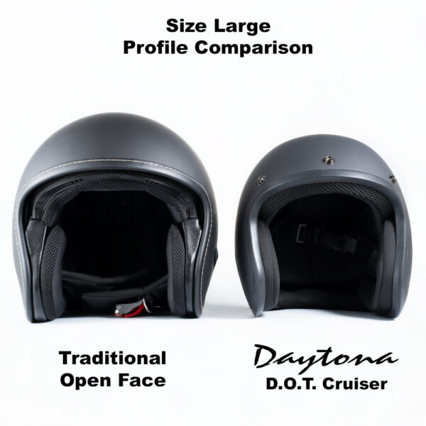 DOT Approved Daytona Cruiser Open Face Motorcycle Helmet - Men, Women & Youth - With Visor & Graphics - W/ Daytona Classic - Image 10