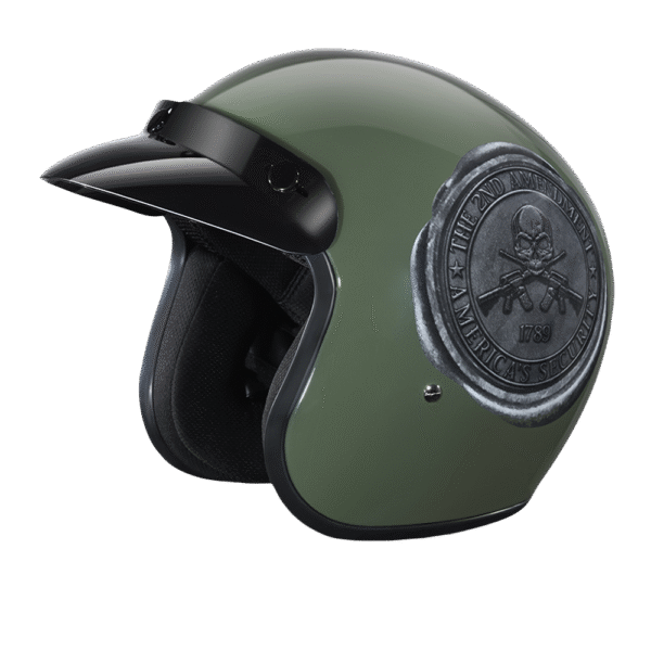 DOT Approved Daytona Cruiser Open Face Motorcycle Helmet - Men, Women & Youth - With Visor & Graphics - W/ 2nd Amendment Seal