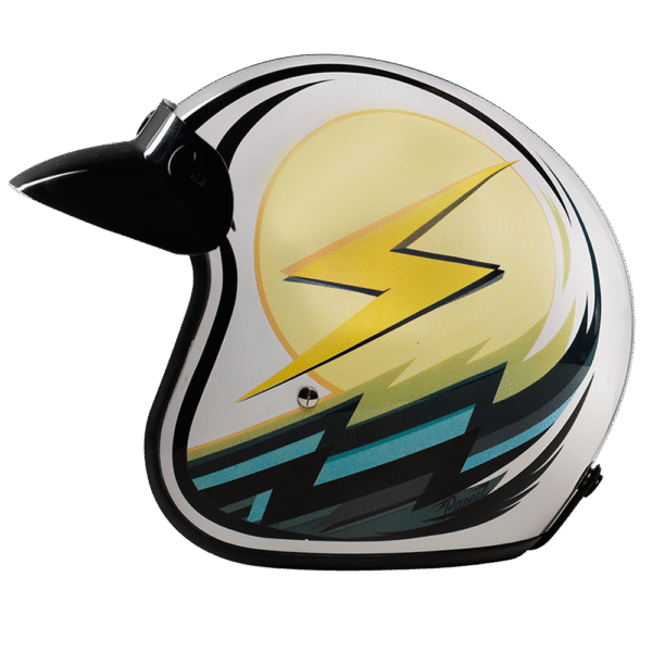 DOT Approved Daytona Cruiser Open Face Motorcycle Helmet - Men, Women & Youth - With Visor & Graphics - W/ Lightning - Image 5