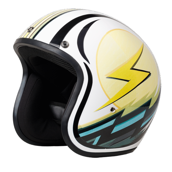 DOT Approved Daytona Cruiser Open Face Motorcycle Helmet - Men, Women & Youth - With Visor & Graphics - W/ Lightning - Image 6