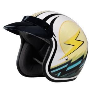 DOT Approved Daytona Cruiser Open Face Motorcycle Helmet - Men, Women & Youth - With Visor & Graphics - W/ Lightning