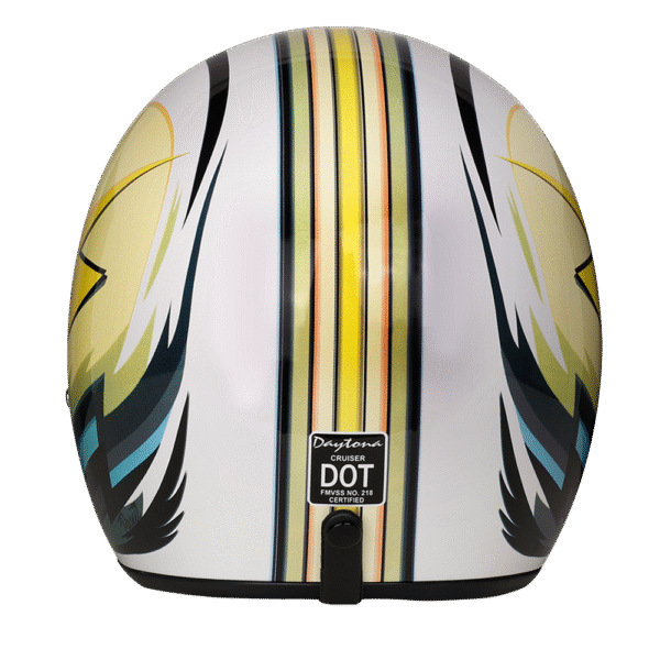 DOT Approved Daytona Cruiser Open Face Motorcycle Helmet - Men, Women & Youth - With Visor & Graphics - W/ Lightning - Image 4