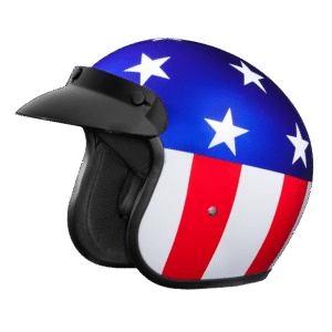 DOT Approved Daytona Cruiser Open Face Motorcycle Helmet - Men, Women & Youth - With Visor & Graphics - W/ Captain America