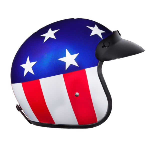 DOT Approved Daytona Cruiser Open Face Motorcycle Helmet - Men, Women & Youth - With Visor & Graphics - W/ Captain America - Image 3