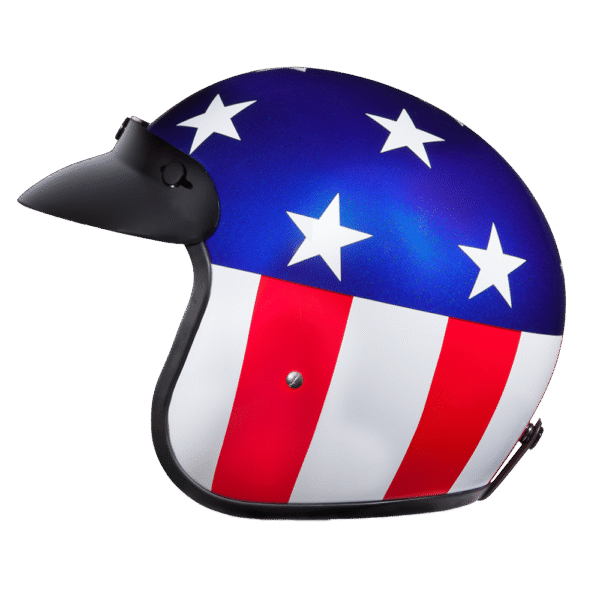 DOT Approved Daytona Cruiser Open Face Motorcycle Helmet - Men, Women & Youth - With Visor & Graphics - W/ Captain America - Image 5