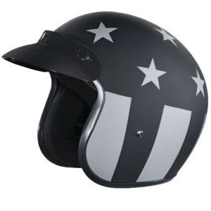 DOT Approved Daytona Cruiser Open Face Motorcycle Helmet - Men, Women & Youth - With Visor & Graphics - W/ Captain America Stealth
