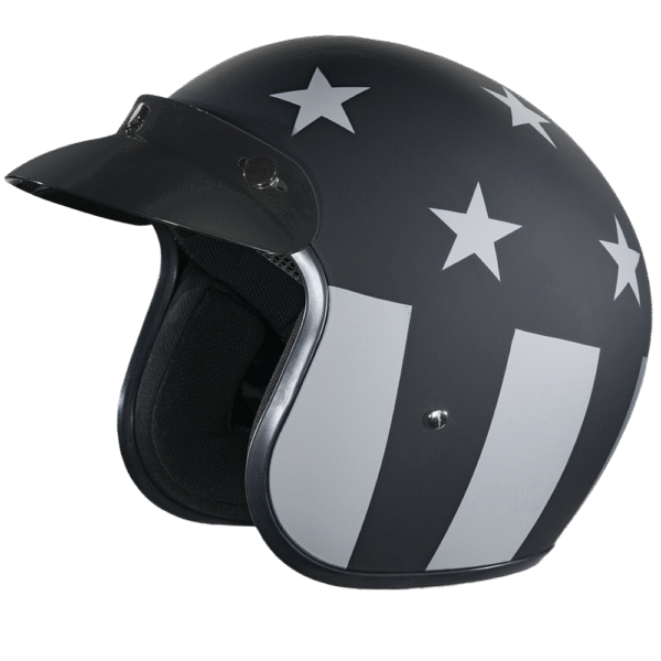 DOT Approved Daytona Cruiser Open Face Motorcycle Helmet - Men, Women & Youth - With Visor & Graphics - W/ Captain America Stealth