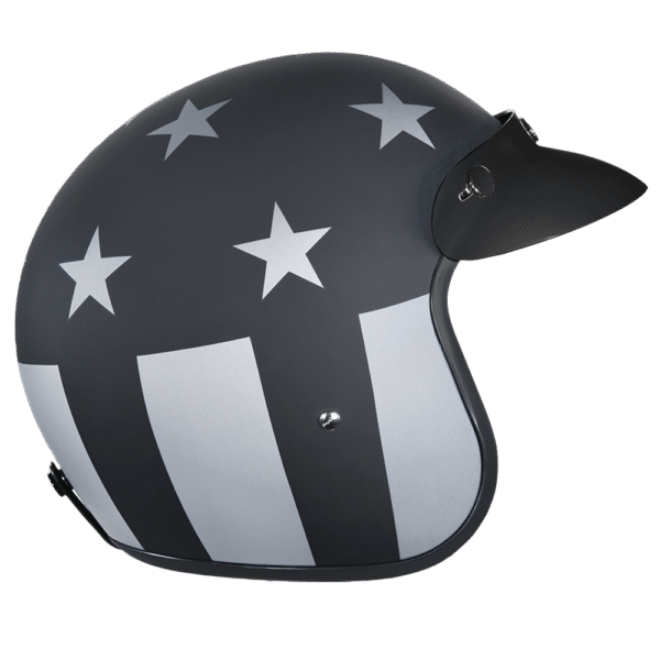 DOT Approved Daytona Cruiser Open Face Motorcycle Helmet - Men, Women & Youth - With Visor & Graphics - W/ Captain America Stealth - Image 3