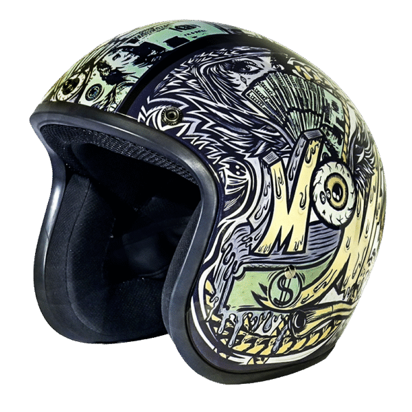 DOT Approved Daytona Cruiser Open Face Motorcycle Helmet - Men, Women & Youth - With Visor & Graphics - W/ Money - Image 5