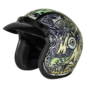DOT Approved Daytona Cruiser Open Face Motorcycle Helmet - Men, Women & Youth - With Visor & Graphics - W/ Money