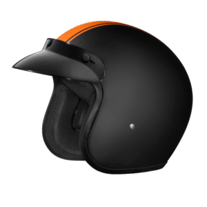 DOT Approved Daytona Cruiser Open Face Motorcycle Helmet - Men, Women & Youth - With Visor & Graphics - W/ Orange Pin Stripe