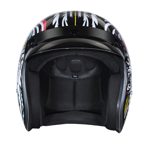DOT Approved Daytona Cruiser Open Face Motorcycle Helmet - Men, Women & Youth - With Visor & Graphics - W/ Tribal - Image 2