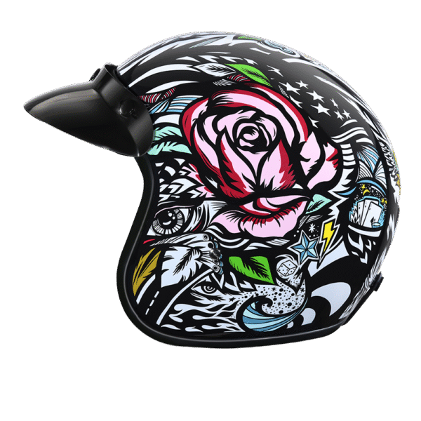 DOT Approved Daytona Cruiser Open Face Motorcycle Helmet - Men, Women & Youth - With Visor & Graphics - W/ Tribal - Image 5