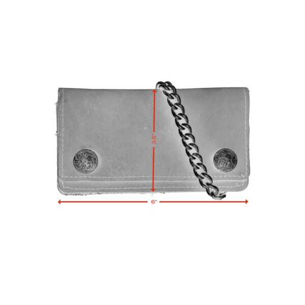 BWC231 Buffalo Nickel Snap Brown Leather Long Bi-Fold Biker Wallet - Image 5