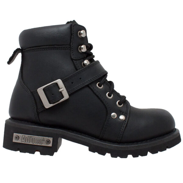8143 Women's YKK Zipper Black Biker Boot - Image 2