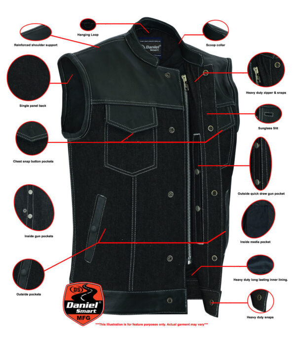 RM900 Men's Leather/Denim Combo Vest - Image 2
