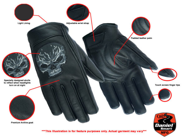 RC47   Reflective Skull Short Glove (BluWater) - Image 2