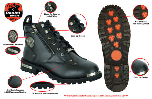RC9730 Men's 6 Side Zipper Plain Toe Boot - Image 2