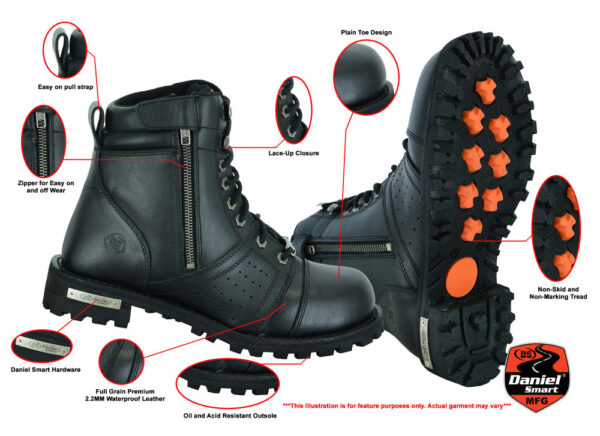 RC9731 Men's 6'' Side Zipper Plain Toe Boot W/Perforation - Image 2