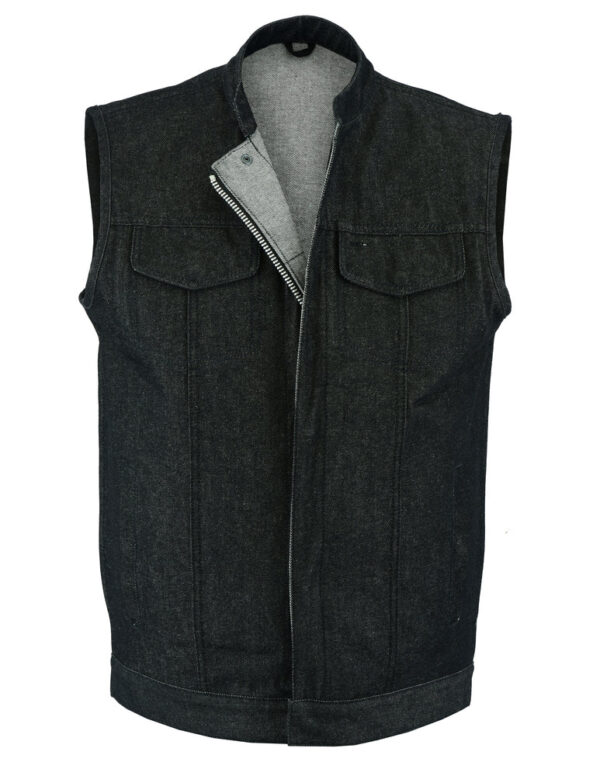 RM977 Men's Rough Rub-Off Raw Finish Denim Vest - Image 2