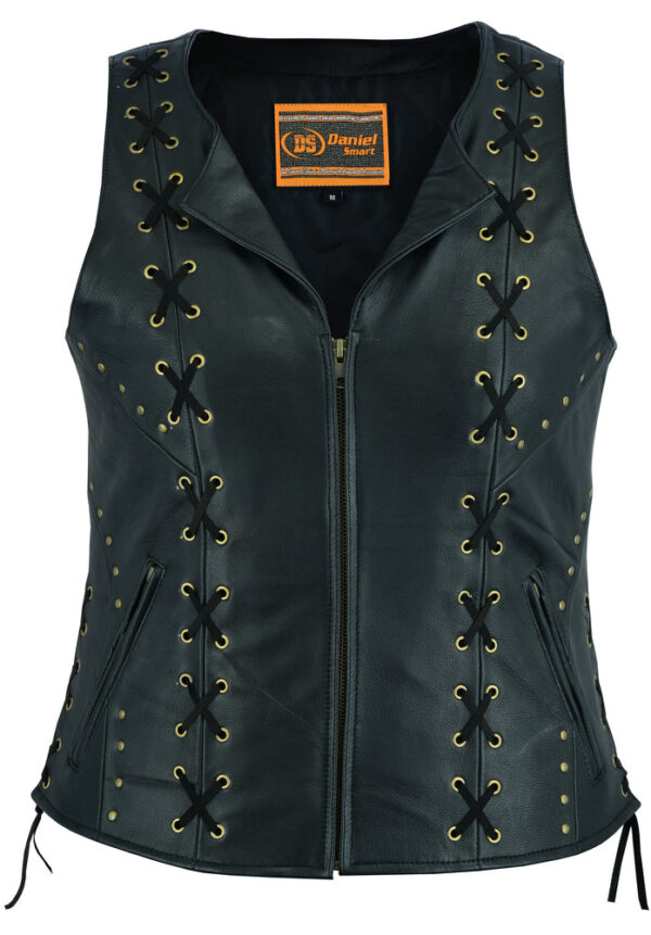 RC233 Women's Zippered Vest with Lacing Details - Image 2