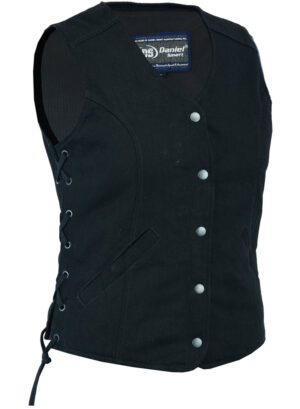 RM908  Women's Denim Longer Body &frac 34; Vest - Side Laces