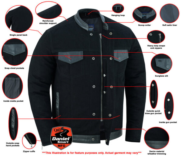 RM988 Men's Full Cut Denim Shirt W/Leather Trim - Image 2