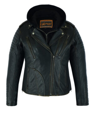 RC878 Women's Lightweight Drum Dyed Distressed Naked Lambskin M/C Jac