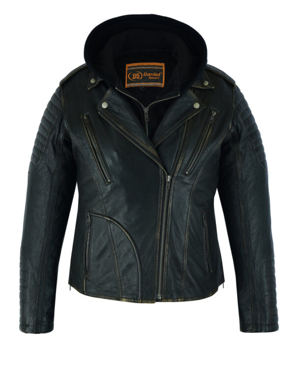 RC878 Women's Lightweight Drum Dyed Distressed Naked Lambskin M/C Jac