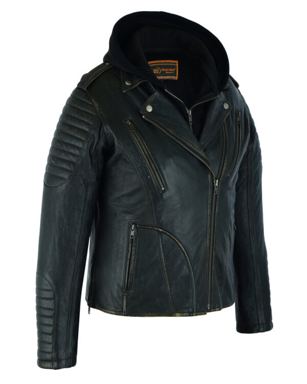 RC878 Women's Lightweight Drum Dyed Distressed Naked Lambskin M/C Jac - Image 2