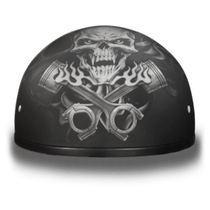 D6-PS D.O.T. DAYTONA SKULL CAP - W/ PISTONS SKULL